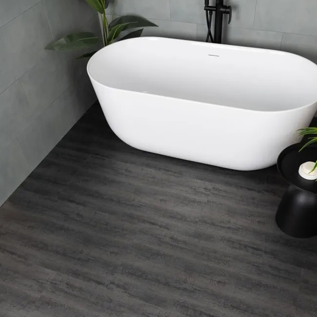 Antalya anthracite stone tile luxury click vinyl flooring in a bathroom