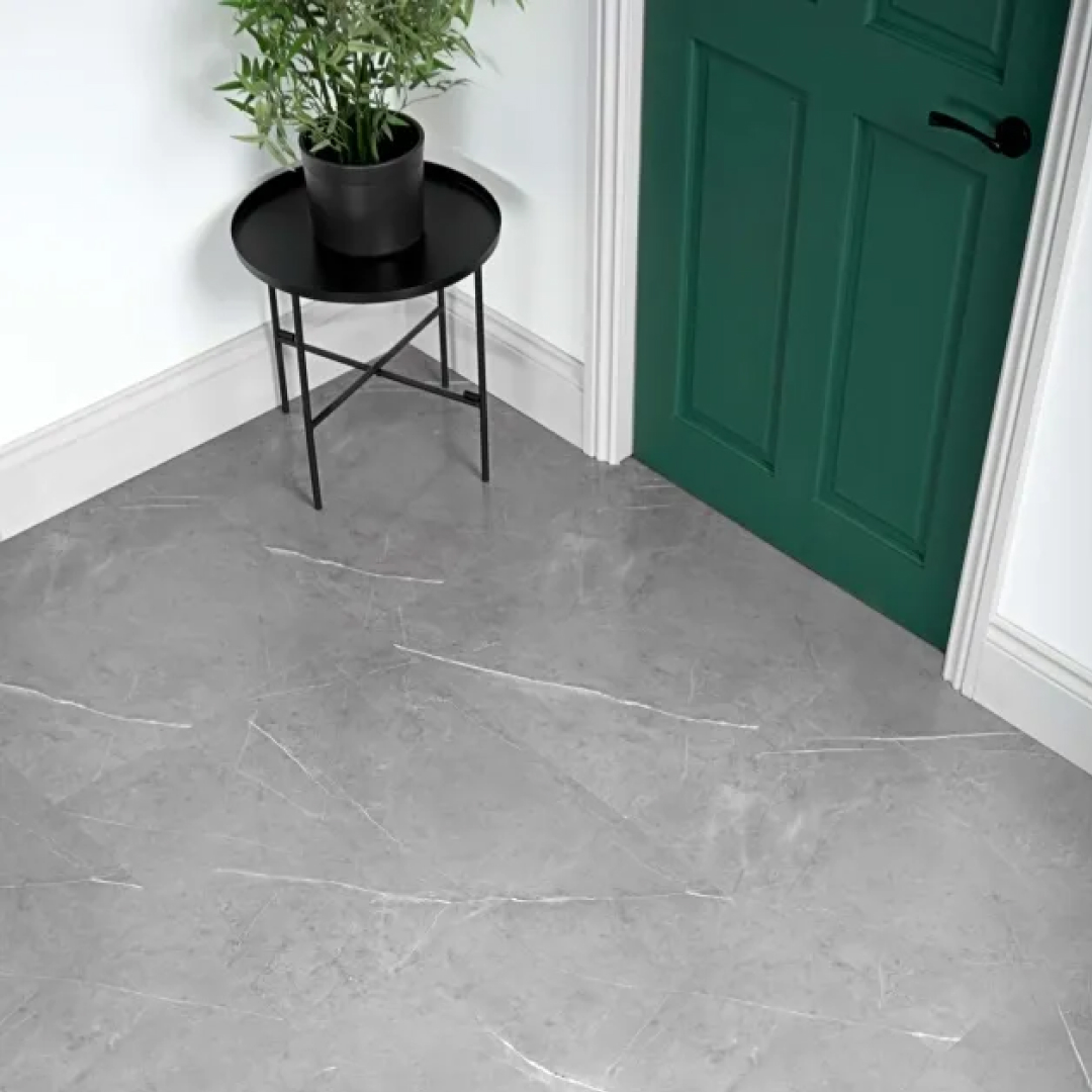 Marble deluxe grey tile luxury click vinyl flooring in a bathroom